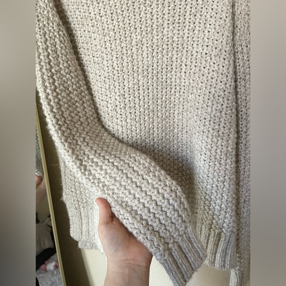 Abercrombie Wool + Alpaca Cream Heavy Chunky Knit Sweater Cowl Turtleneck Sz L - Picture 5 of 5